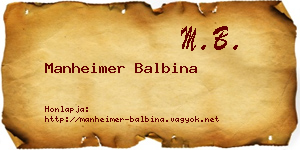 Manheimer Balbina névjegykártya